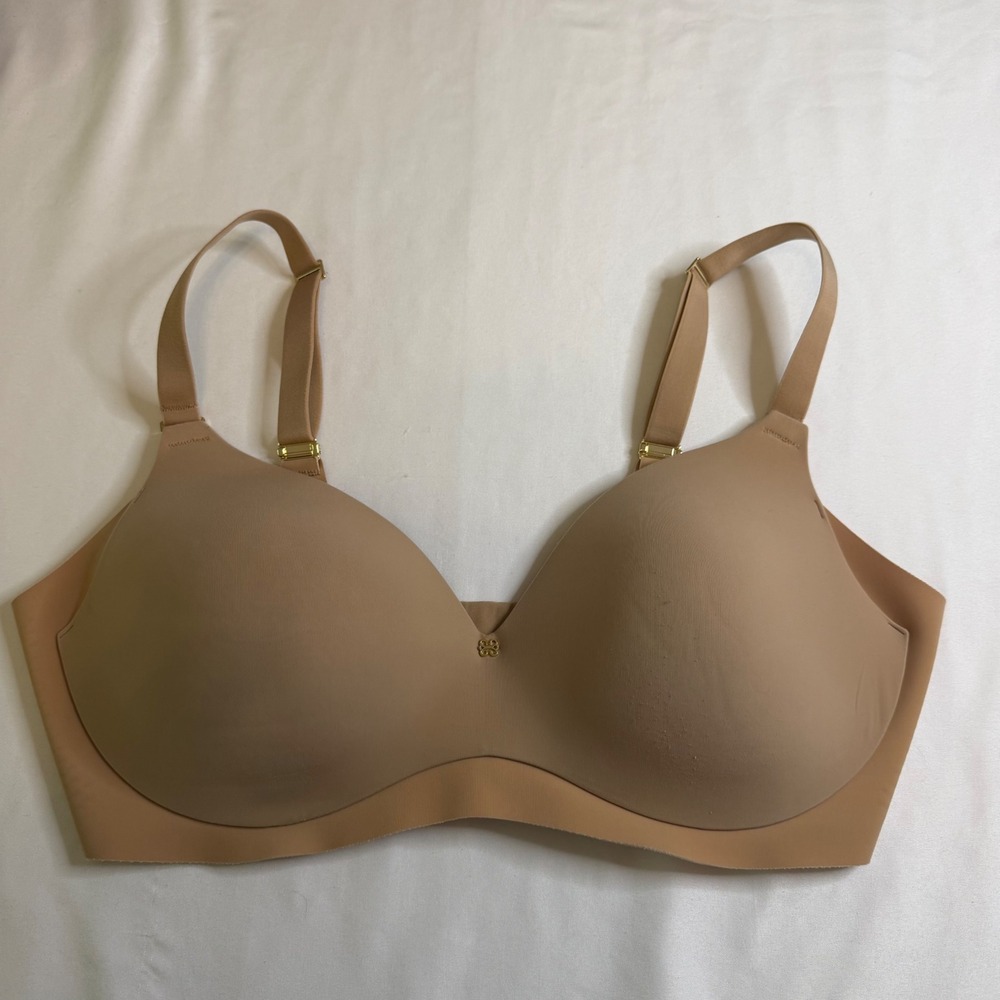 Honeylove Crossover Bra Tan Nude Wireless Support Gold Hardware 36D BRBR00032